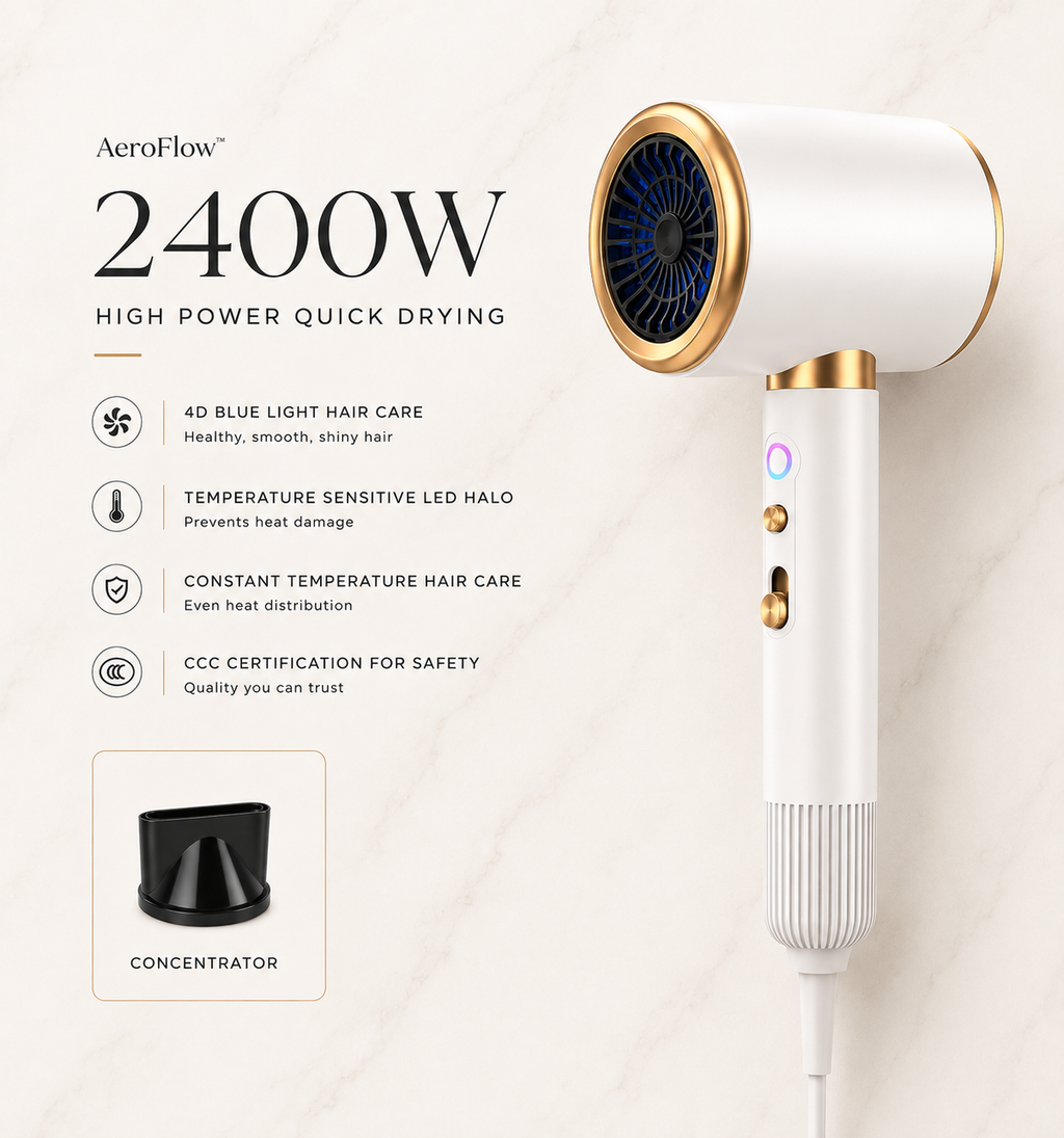 AeroFlow™ Icon | High-Speed Ionic Hair Dryer with Concentrator