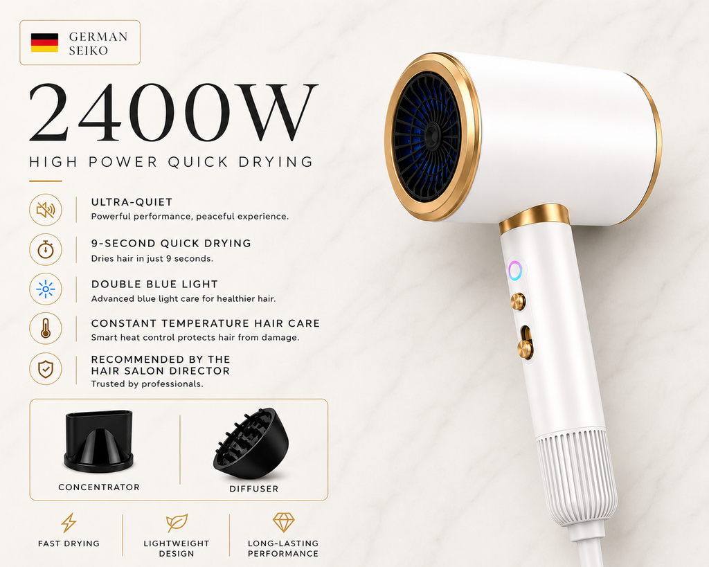 AeroFlow™ Icon | High-Speed Ionic Hair Dryer with Concentrator