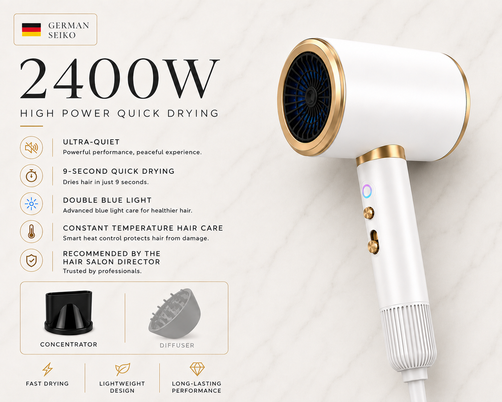 AeroFlow™ Icon | High-Speed Ionic Hair Dryer with Concentrator