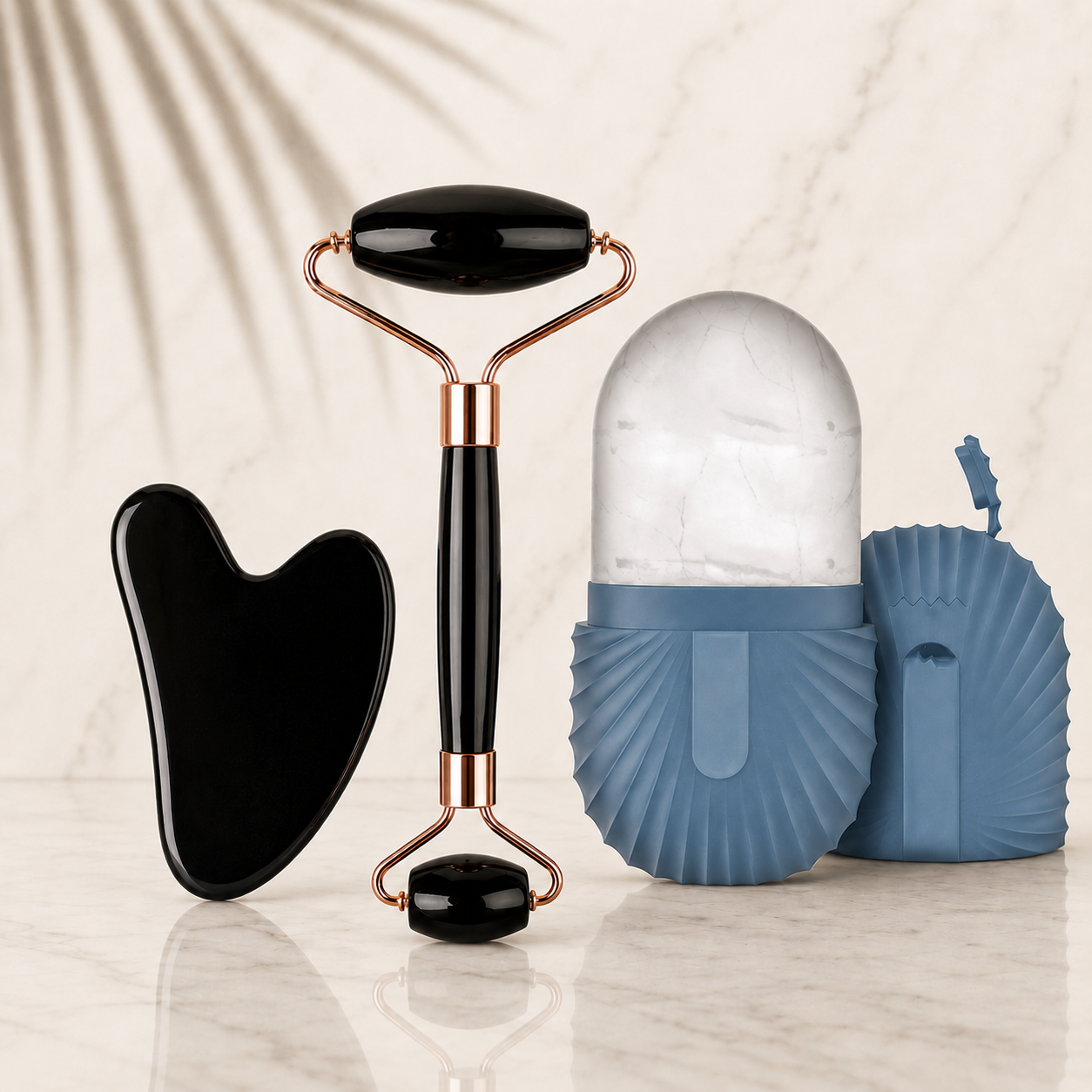 Glacielle™ | 3 Piece Cooling Facial Sculpting Set – Ice Roller & Gua Sha