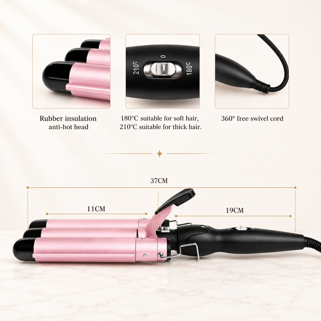 Curlelia™ Wave | 3-Barrel Hair Waver & Curling Iron