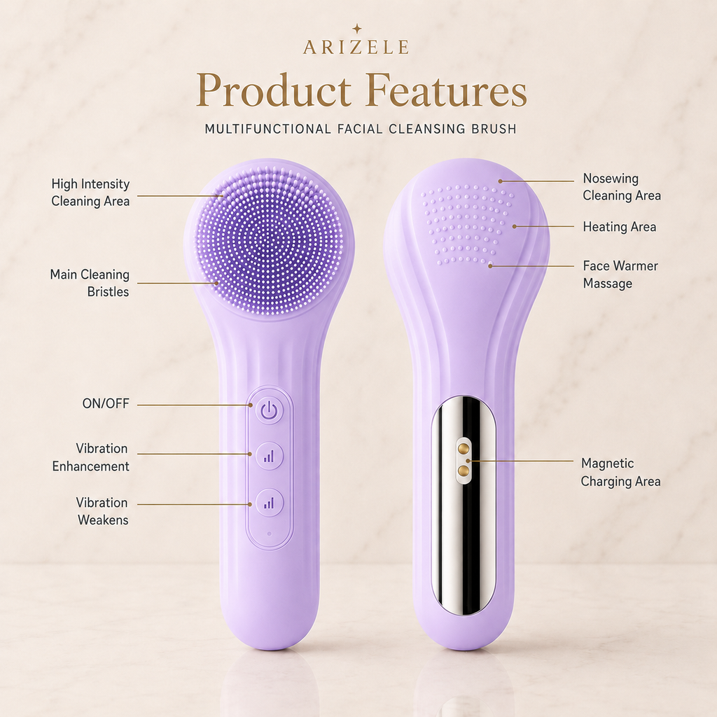 Arizele Essentials™ | Sonic Rechargeable Facial Cleansing Brush & Exfoliator