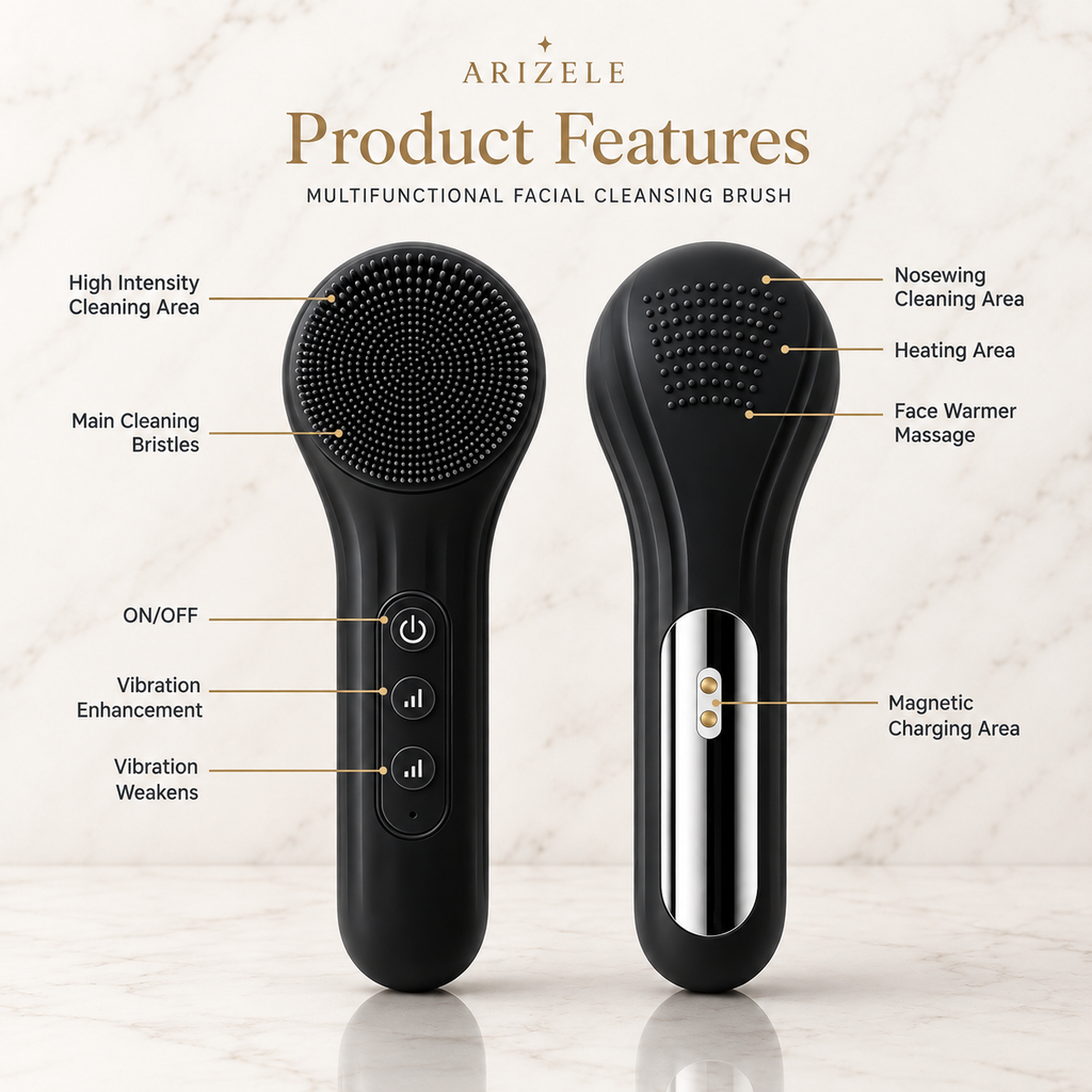 Arizele Essentials™ | Sonic Rechargeable Facial Cleansing Brush & Exfoliator