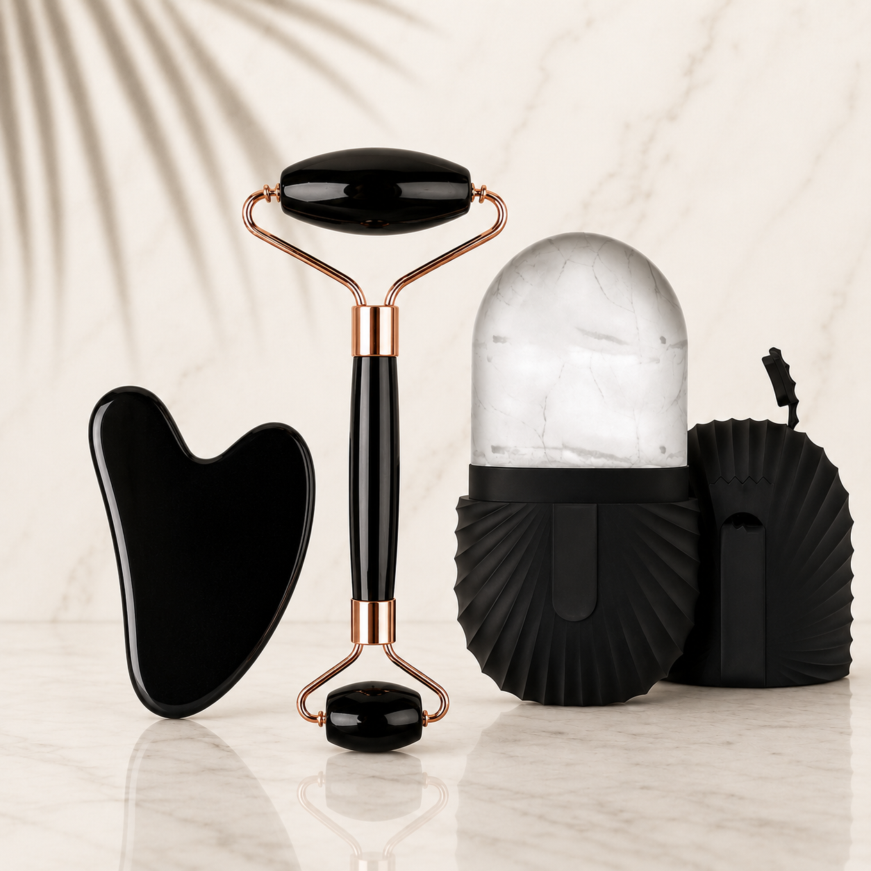 Glacielle™ | 3 Piece Cooling Facial Sculpting Set – Ice Roller & Gua Sha