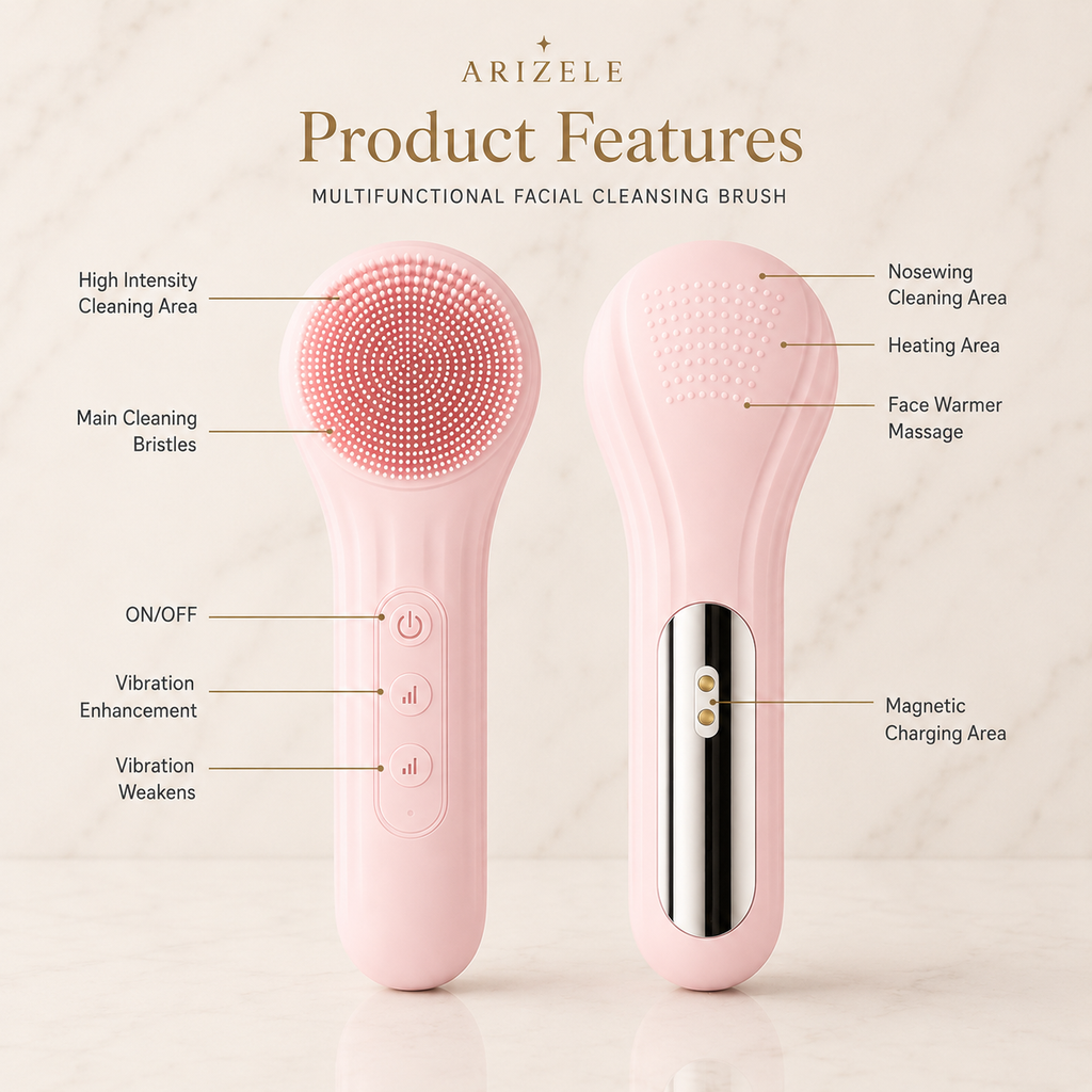 Arizele Essentials™ | Sonic Rechargeable Facial Cleansing Brush & Exfoliator