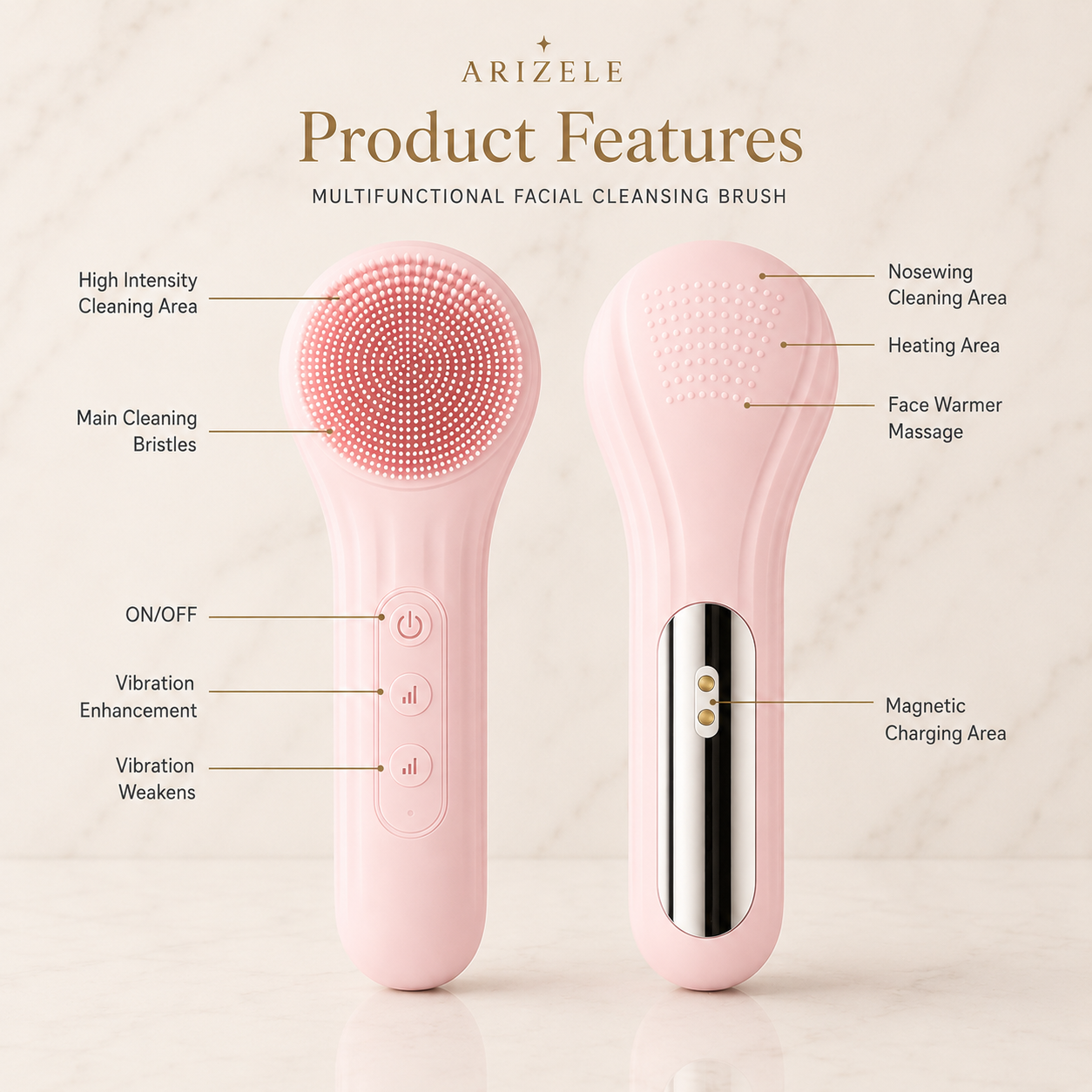 Arizele Essentials™ | Sonic Rechargeable Facial Cleansing Brush & Exfoliator