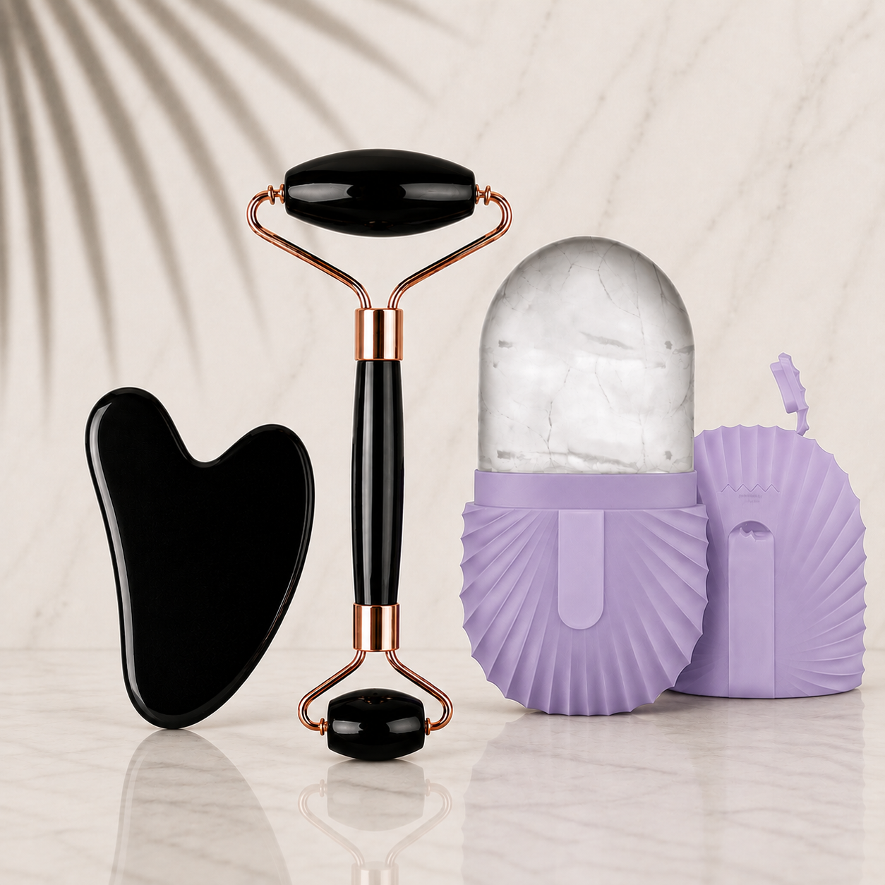 Glacielle™ | 3 Piece Cooling Facial Sculpting Set – Ice Roller & Gua Sha