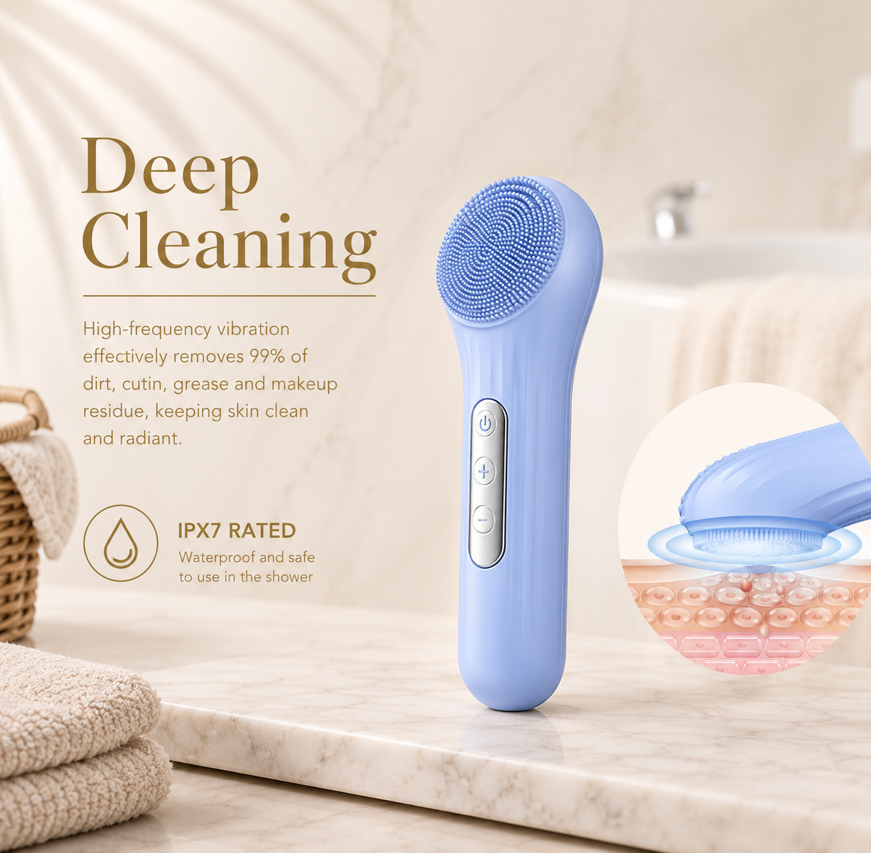 Arizele Essentials™ | Sonic Rechargeable Facial Cleansing Brush & Exfoliator