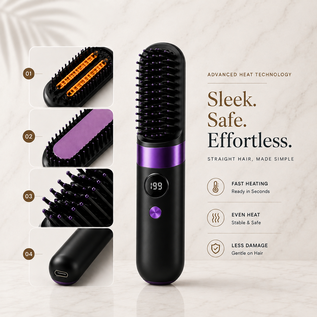 Straelia™ Go | Cordless Hair Straightening Brush