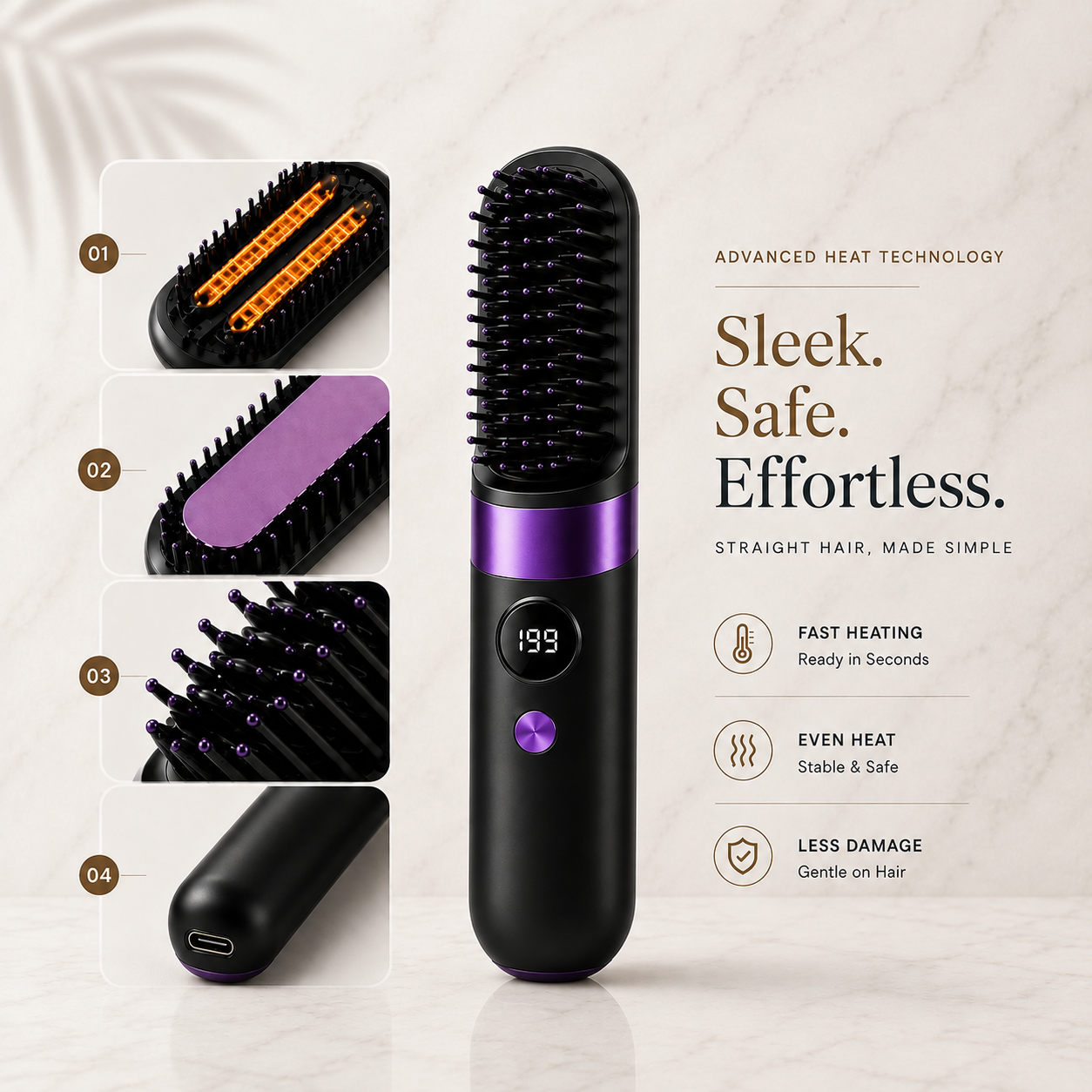 Straelia™ Go | Cordless Hair Straightening Brush