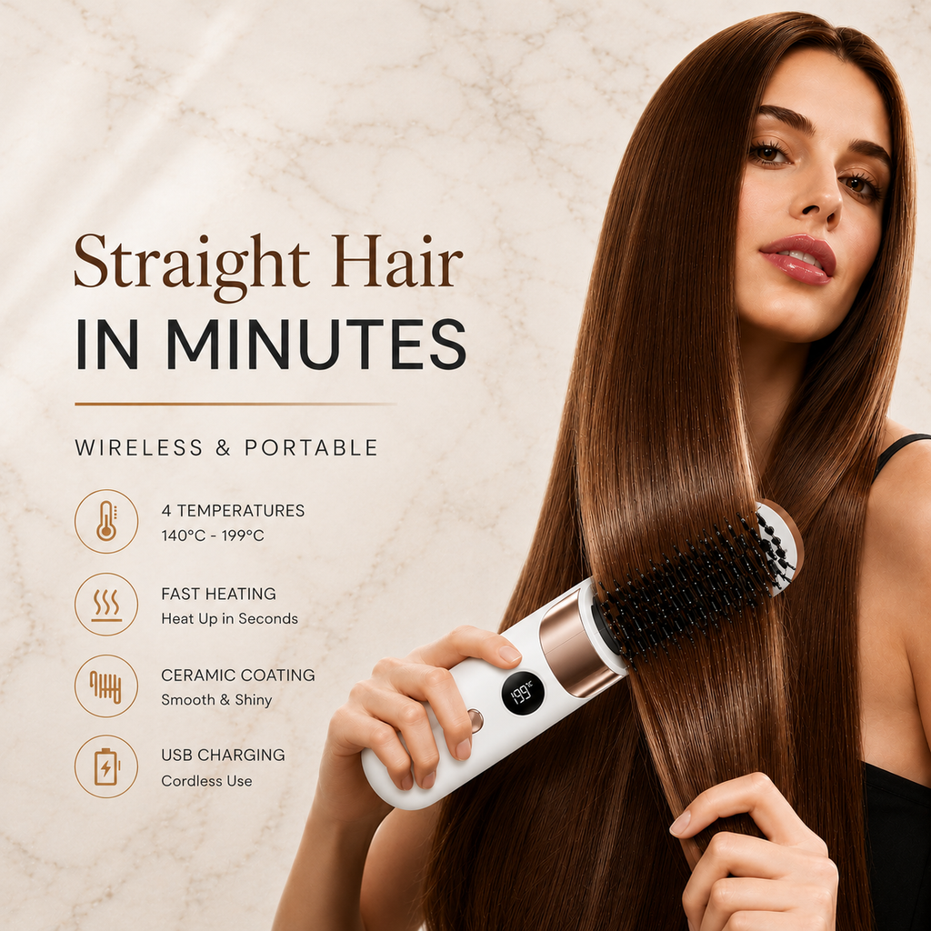 Straelia™ Go | Cordless Hair Straightening Brush